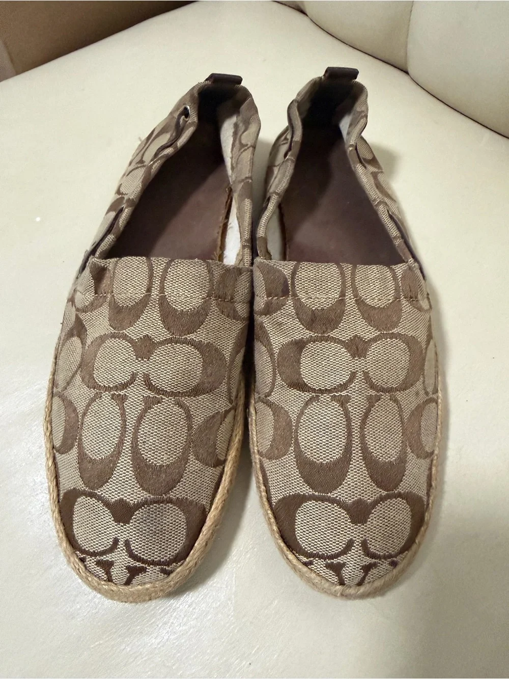 Coach women's Signature Canvas Slip-On Espadrilles in Brown size 7